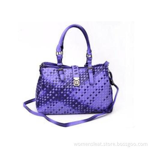Designer Woven PU Ladies Leather Shoulder Bags with Adjusta